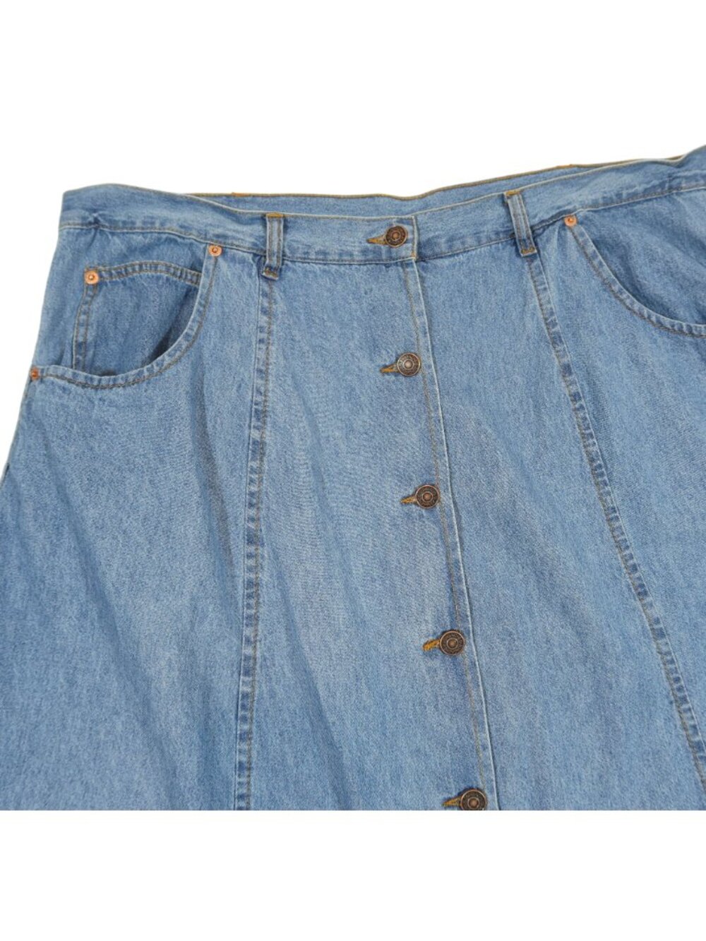JORDACHE Vintage 90s Y2K Button Front Midi Skirt Size 24 100% Cotton Midi Modest - Picture 3 of 7